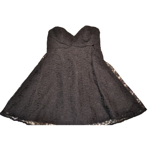 Mori Lee By Madeline Gardner Black Lace Strapless Sweetheart A-Line Dress US 20 - Picture 1 of 7